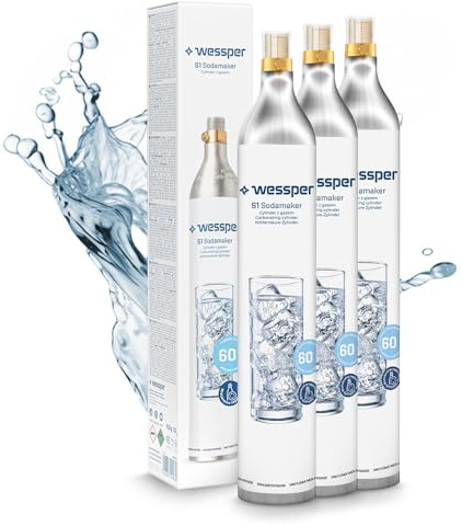 Wessper 3x Cilindro Ricarica Gas Co2 per Gasatore, 60l 425g