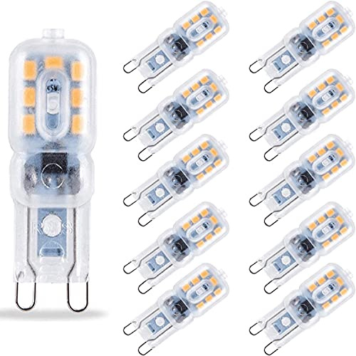 Guezuvoru G9 LED Glühbirne, 3W Dimmbar, 30W Halogen äquivalent, G9 LED Warmweiß 3000K, 360° Abstrahlwinkel, 10 Stück