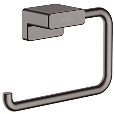 hansgrohe AddStoris - Porte-papier WC, Distributeur de papier toilette pour montage mural, Support de rouleau de papier toilette, Accessoires de salle de bains, Noir chromé brossé, 41771340