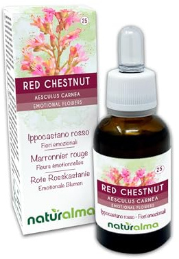 Red chestnut o Castaño de Indias rojo (Aesculus carnea) Flores emocionales o Flores de Bach Naturalma - Gotas 30 ml - Extracto líquido sin alcohol - Esencias florales - Vegano