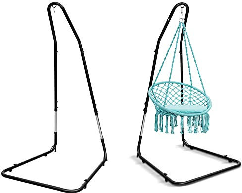 GYMAX Estructura de Metal para Silla Colgante, Altura Regulable, con Ganchos de Seguridad, Estable y Resistente a la Intemperie, Soporta hasta 150 kg, para Interiores y Exteriores