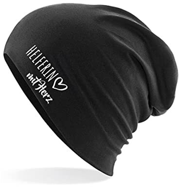 Huuraa Beanie Herferin mit Herz Geschenk Black Herferin Präsent