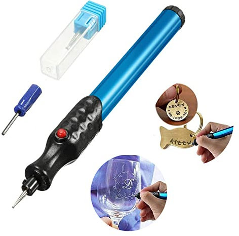 Towwoo Bolígrafo de grabado, bolígrafo de grabado portátil con punta de diamante, herramientas de grabado inalámbrico de aluminio para joyas de madera, vidrio, metal, plástico, cerámica