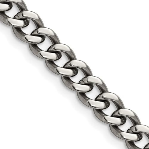 Chisel Panzerkette aus Titan, poliert, 7,5 mm, Schmuck für Damen, Längenoptionen: 46, 51, 56, 61, Titan