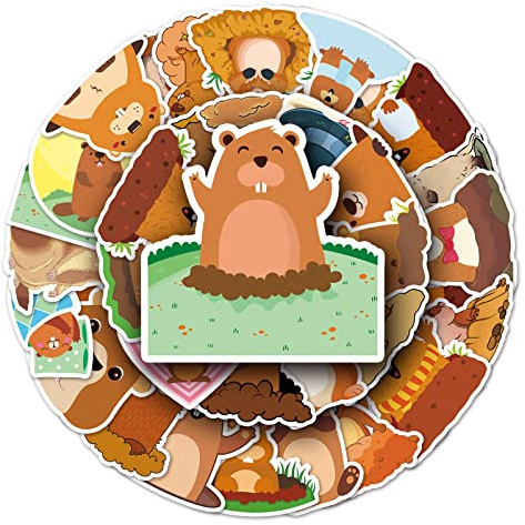 Affoto Murmeltier Aufkleber für Laptop (50 PCS),Geschenk für Kinder Jugendliche Erwachsene Jungen,Groundhog Stickers Wasserdicht Vinyl Aufkleber für Scrapbook,Skateboard,Auto,Gepäck