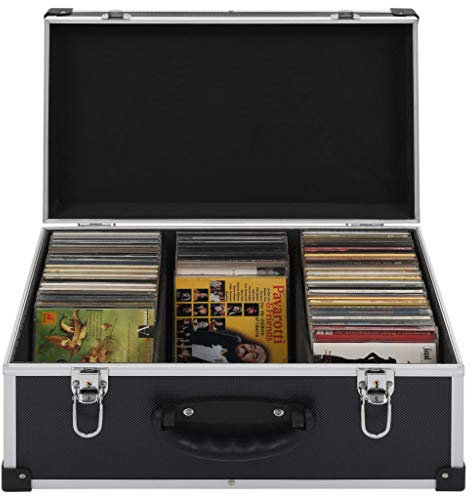 BULANED CD-Aufbewahrung für 60 CDs, Aluminium ABS Schwarz, Witterungsbeständig, 18 cm hoch, für Medien, Büro oder Lernzimmer