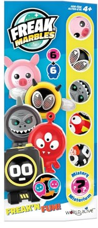 Freak Marbles Totem Pack B, 6 canicas de Colores con Sus diseños a Juego, 1 de los cuales es Raro. Colecciona, Juega y comparte Freak Marbles para niños de 4 años en adelante