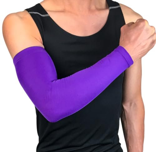 Wambere Ärmlinge für Damen Herren Jugend Kompressions Armstulpen Kühlende Armabdeckung Sonnenschutz Arm Ärmel Unisex-Ärmlinge für Radsport Golf Radfahren im Freien Spor,Lila XXL