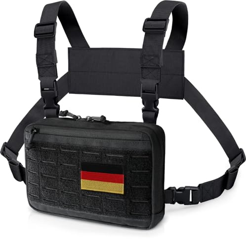 WYNEX Taktische Brusttasche von Laser Cut Design, Molle-Brusttasche Utility Recon Kit Tasche Taktischer Kampf Brustpackung Airsoft Vorderseite Brustkorb Tasche mit Aufnäher