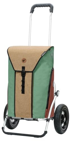 ANDERSEN Einkaufstrolley - Royal Shopper Oli.P 2.0 beige | mit Luftbereifung, große Räder, 25 cm, aus Alu, bis 50 kg - Tasche mit Thermofach, Seitenfach, Reflektoren, 50 L