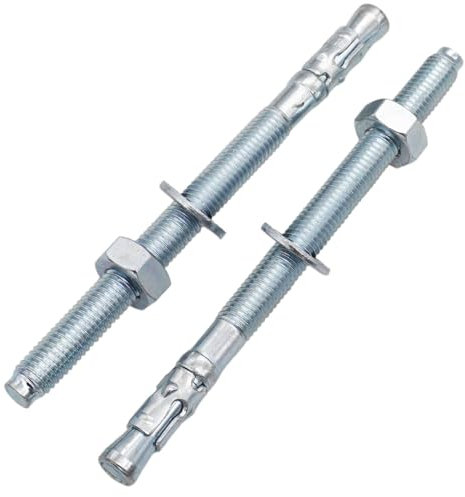 SKIR'CO Ancoraggi a cuneo zincati M10 x 140 mm, tasselli in metallo, bullone di ancoraggio, ancoraggio per muratura, ancoraggio per calcestruzzo, 4 pezzi