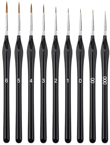 Annvchi Feine Pinsel Set,9 Acryl Pinselset Acrylfarben,Pinsel Fein,Malen Nach Zahlen Pinsel Verwendet für: Acryl-, Aquarell- und Ölgemälde,Malen Nach Zahlen,Detailmalerei