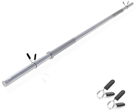 DONATIF Langhantelstange aus Stahl mit Stoppern inklusive – Langhantelstange 25 mm verchromt 180 cm (7 kg) – Fitnessgeräte für Zuhause – Fitness Home Gym – optimales Training zu Hause
