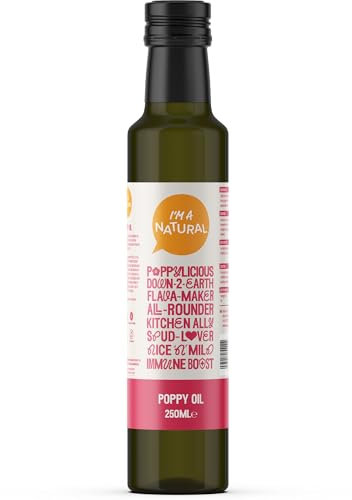 I'M A NATURAL Poppy Seed Oil (250ml). Vegan Cooking for Healthy Snacks & Meals, Delicious Gluten Free Oil for Cooking With a Mild & Nutty Taste - Genuine I'm A Natural