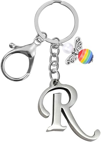 Schlüsselanhänger, Metall Schutzengel Schlüsselanhänger with A-Z Buchstaben,Geschenk Schutzengel Glücksbringer - Süßer Engel mit Herz als Geschenkidee für Freundin