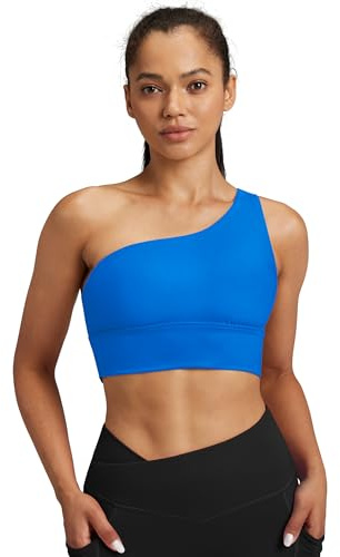 QUEENIEKE Sujetador Deportivo de un Hombro para Mujer, con Tirantes, para Yoga, con Soporte Medio, Azul Dream, Medium