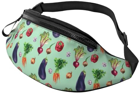 Sac banane à bandoulière pour homme et femme – Oignon, ail, aubergine, sac banane de course à pied, sac banane de voyage pour homme et femme