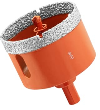 Meccion Diamond Hole Saw 60mm with Pilot Guide Bit, Professionals Brazed Diamond Drill Bit Hole Cutter for Tile, Porcelain, Glass, Ceramic, Marble