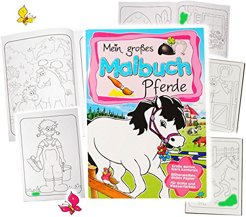 alles-meine.de GmbH 3 Stück große XL Malbücher - A4 - Pferde, Bauernhof & Haustiere - große Motive - 80 Seiten - Dickes Kindermalbuch - für Stifte & Wassermalfarben - Fohl..