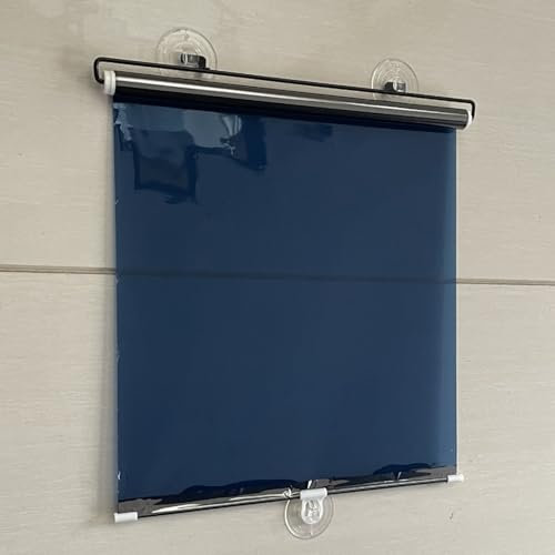 Fenster-Saugnapf-Rollos,Einziehbare Verdunkelungsrollo,Temporäre Jalousien,Sonnenschutz und Isolierende Rollos,Sichtschutzvorhänge für Wohnzimmer,Küche,Büro und Auto,Blau (W40×H125cm/15.7×49in)