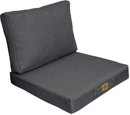 Déco Arts - Coussin Fauteuil Jardin & Galette Chaise 50x50 Gris Chiné - Lot 2 (Assise + Dossier) Déhoussable Effet Lin - Coussin Extérieur Salon Terrasse Palette Véranda Imperméable