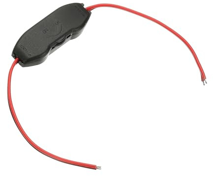 sourcing map LED Strip Dimmer, DC 12V to 24V 3A Rotary Brightness Adjustable Controller Lamp Switch with Wire Leads for Single Color Strips, Black