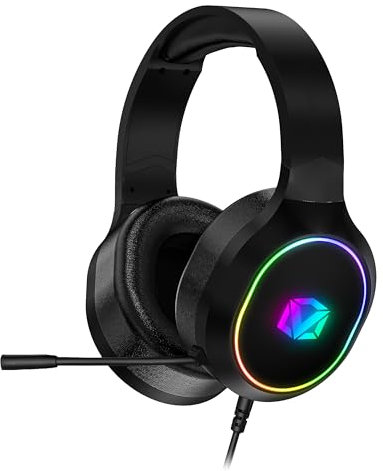 Vibox Casque de jeu RVB, son surround 7.1, basses profondes, éclairage RVB, microphone haute sensibilité, noir