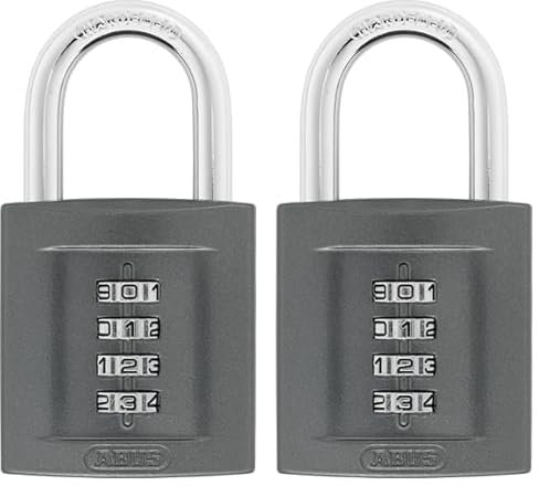 ABUS Zahlenschloss 158/50 - Vorhängeschloss mit Zinkgussdruck-Gehäuse - mit individuell einstellbarem Zahlencode - ABUS-Sicherheitslevel 5 - Dunkelgrau (Packung mit 2)