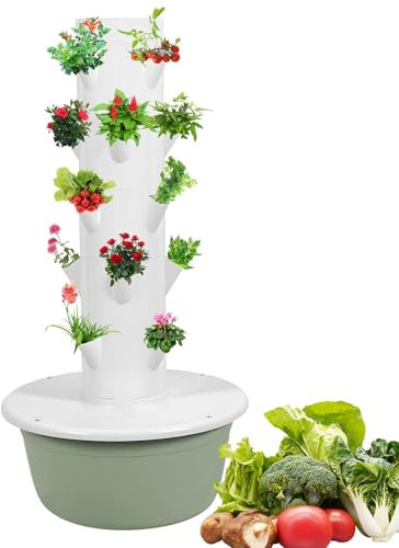 AIZYR 5-Stufiges Hydrokultur-Turmsystem Hydroponik-Turm, Vertikaler Pflanzturm Set Für Garten- Und Indoor-Garten Automatische Bewässerung