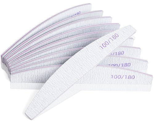 Vonsera Lime per Unghie 100 180 Grana, Lima per Unghie a Doppia Faccia, Riutilizzabile Kit Lima Unghie per Manicure in Gel, Tip, e Set Professionale per Unghie (10 Pezzi)