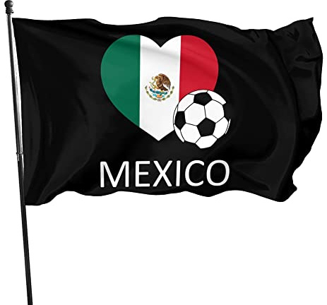 Bandera de fútbol de México de 90 x 150 cm para decoración de jardín y exteriores