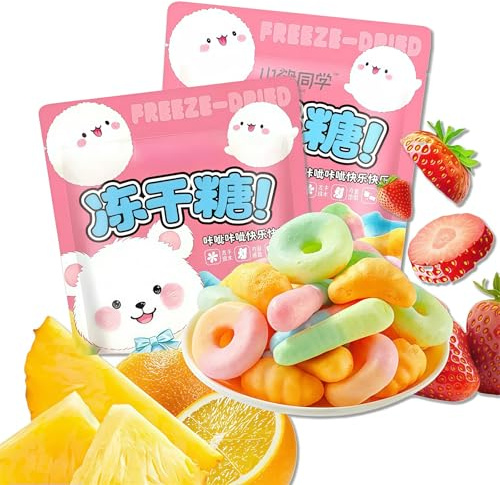 Bonbons Aux Fruits Lyophilisés - Lot De 2. Bonbons Gourmands. Différents Parfums De Fruits. Assortiment De Fraises Et De Myrtilles. Un En-cas Sain Et Idéal Pour Petits Et Grands (80 G)