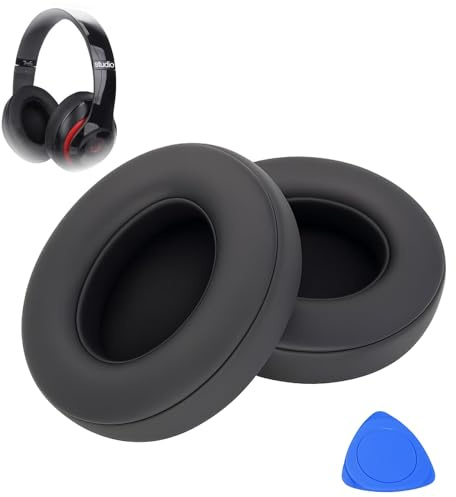 2PCS Black Replacement Ear Pads for Studio 2.0 and 3.0 Wired/Wireless Headphones B0500 B0501, Noise Isolation Memory Foam Earpads with Soft Protein Leather Cover, Easy Installation