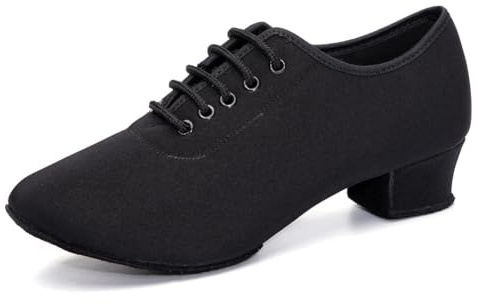 GYUBL Women's Lace-up Latin Practice Dance Shoes Closed Toe Low Heel Ballroom Salsa Tango Modern Jazz Training Shoes,Black,UK 7.5
