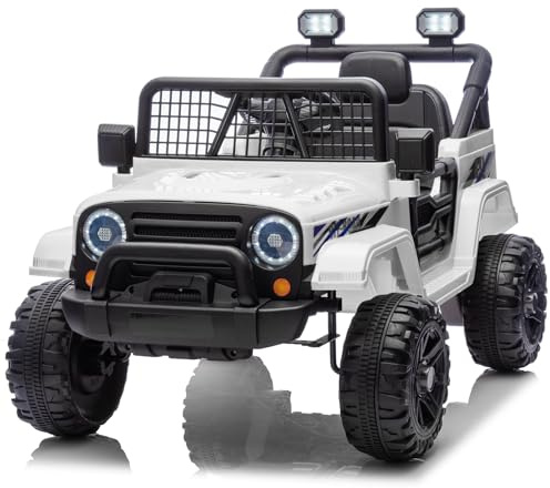 LEADZM Elektroauto für Kinder 12V, Kinderauto Mit 2,4G-Fernbedienung, Kinderfahrzeug Elektrisch für Kinder Von 3-8 Jahren (Weiß)
