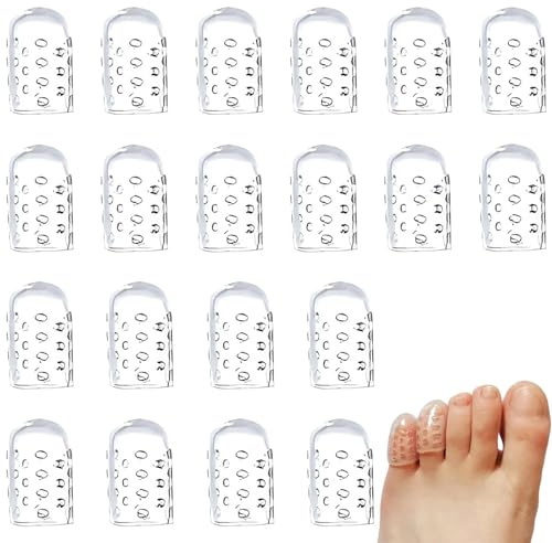 Tåhätta av silikon, 20 stycken, mjukt tåskydd mot bubblor, tåskydd transparent, friktion för, tåskydd silikon, kvinnor och män