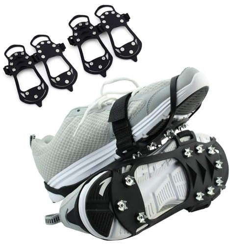 2 Paar Spikes für Schuhe Winter rutschfest Spikes Schuhe auf Schnee und EIS 10 Zähne Grödel,Starker Griff,Fällt Nicht Leicht ab,zum Eisfischen,Jagen,Wandern und Anderen Outdoor-Aktivitäten im Winter