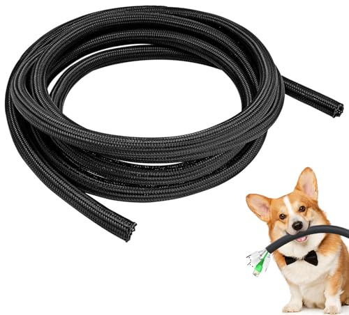 2m Kabelschlauch, Selbstschließend Kabelkanal, Flexibler Gewebter Kabelmantel, Durchmesser 19mm, Zuschneidbar Kabelschutz, Gaming Zubehör, Kabelmanagement für Schreibtisch, TV, Computer, PC, Schwarz