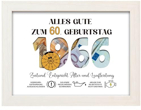 Geschenke zum 60 Geburtstag Mann Frau, Geldgeschenk 60. Geburtstag, Geburtsjahr 1966 Geldgeschenke Verpackung, Geburtstagsgeschenk für Männer und Frauen Mama Papa Kollege Oma Opa