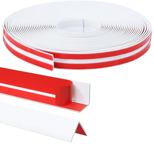 VGECEE Plinthes de protection des bords autocollantes blanches 2 cm x 10 m - Plinthe souple flexible - Protection des bords de porte de chambre - Moulures décoratives autocollantes - Baguettes d'angle