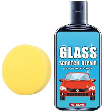 Windschutzscheiben Kratzer Entferner,120ml Fenster Kratzer Politur mit - Fahrzeugglas Reparatur Politur,Für Auto, Werkstatt, Haushalt, Reisen, täglichen Gebrauch, Wohnmobile, LKW, SUV