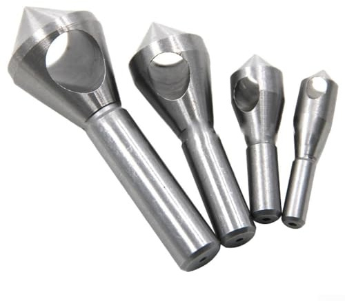 Filteilect Countersink Deburring Drill Bit Hole Cutter Set, 4pcs High Speed Steel Chamfering Tool for Metal, Wood, Plastic, 2-5mm 5-10mm 10-15mm 15-20mm, Shank