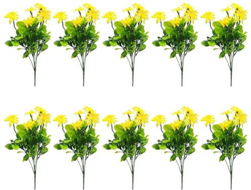 Künstliche Blumen für Garten und Heimdekoration, Kunststoff-Blumenstrauß, 35 cm, lila, blau, weiß, Simulation Chrysanthemen, Gänseblümchen für Außenbereich, Balkon, Wohnzimmer, Tisch, Hof