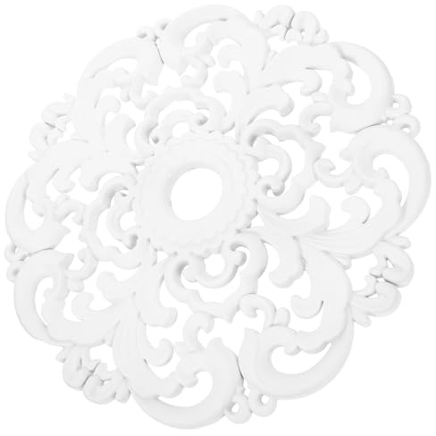 Angoily Medallón Decorativo para Ventilador de Techo Pequeño Estilo Europeo, Medallón de Lámpara de Techo en Escayola Diseño Calado, Adorno Redondo para Decoración Interior, 1 Unidad