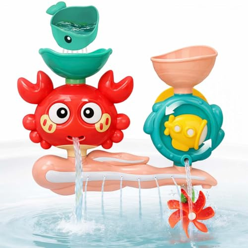 Badewannenspielzeug，Badewannenspielzeug Baby,Badespielzeug Wasserspielzeug Kinder Set ab 3 Jahre mit DIY-Doppelschienenspiel, Saugnäpfe, Kapseln und Bälle, Geschenk für Mädchen Jungen