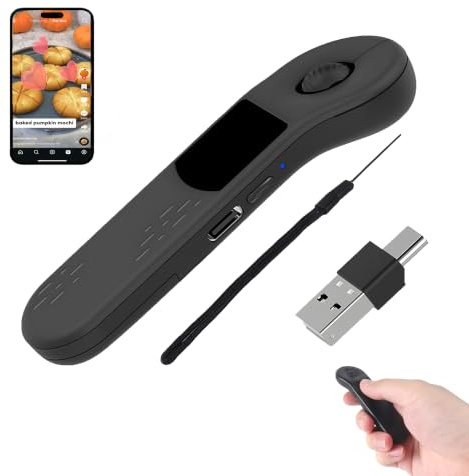 Air Mouse 2 in 1 Wireless Bluetooth Laser Presentation Clicker con Touchpad, Mouse Mano Ricaricabile con Funzione Foglie per PPT/TikTok/Fotocamera/Kindle, per Smartphone, Tablet, PC, Laptop, Nero