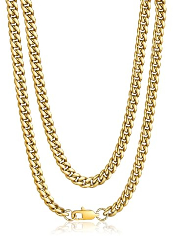 PROSTEEL Kubanische urbane Halskette für Männer und Frauen, 4,8 mm / 6 mm / 10 mm / 14 mm breit, 41 cm - 76 cm lang, inklusive Geschenkbox