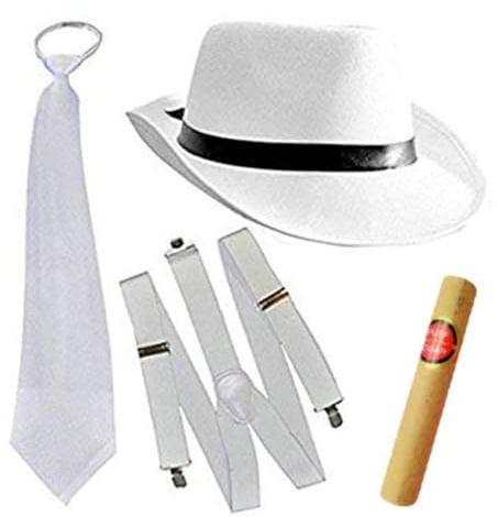 thematys Mafia Gangster Kostüm Set - Al Capone Stil Panamahut & Zylinder, Perfekt für 1920er Mottopartys, Karneval (Style001)