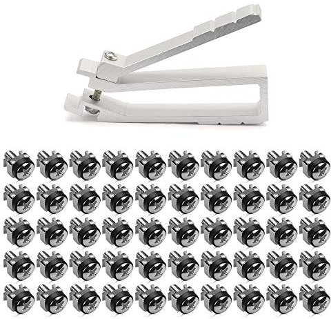 kwmobile Set 50x Dadi Ingabbiati 1x Pinza - Viti e Gabbia Filettatura M6 - Dado e Pinze Installazione e Rimozione su Rack Hardware 10 19 - Argento