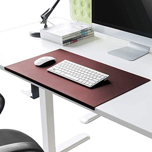 Schreibtischunterlage mit Kantenschutz gewinkelt / 90° abgewinkelt Rutschfeste Weichem Leder Schreibunterlage Mausunterlage für Büro Hause Office Laptop PC Pad, 60 x 40 cm, Rot